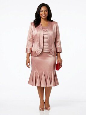 JS Collections 3 Piece Satin Mother of the Bride Suit NEW- Sz. 16